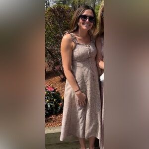 Japna Brown Spotted Midi Dress